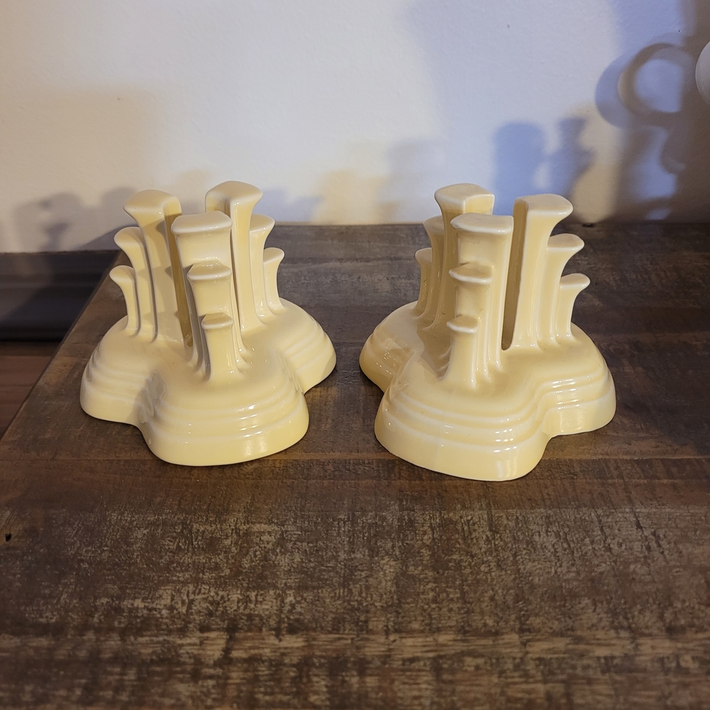 Fiestaware Tripid Candle Holders Yellow 3 1/2" Tall